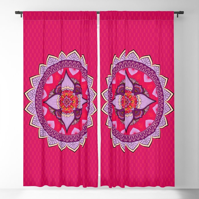 Pomegranate & Violet Bohemian Mandala Blackout Curtain