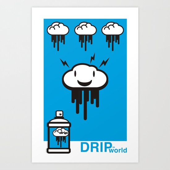 Drip World Blue Art Print