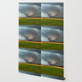 Roaming the Earth - Tornado Rumbles Over Plains Landscape on Spring Day in Kansas Wallpaper
