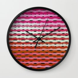 Abstract Ombre Waves Pink White Red Wall Clock