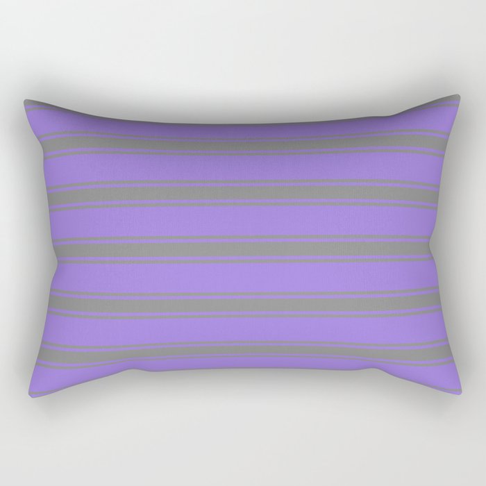 Purple & Grey Colored Lined Pattern Rectangular Pillow