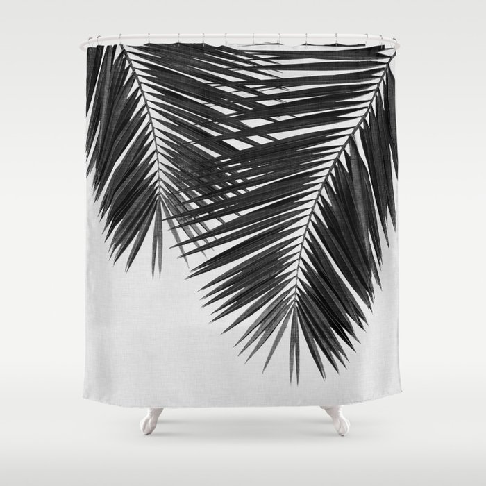 Palm Leaf Black White Ii Shower, Black Palm Leaf Shower Curtain