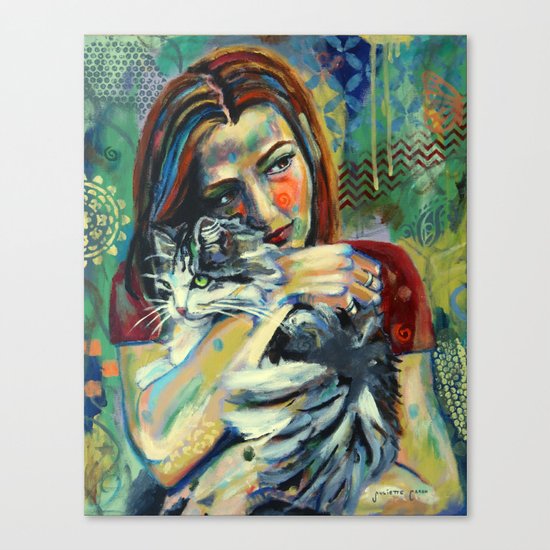 Girl With Cat 2 Canvas Print