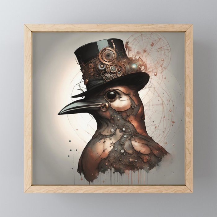Steampunk Bird No.1 Framed Mini Art Print