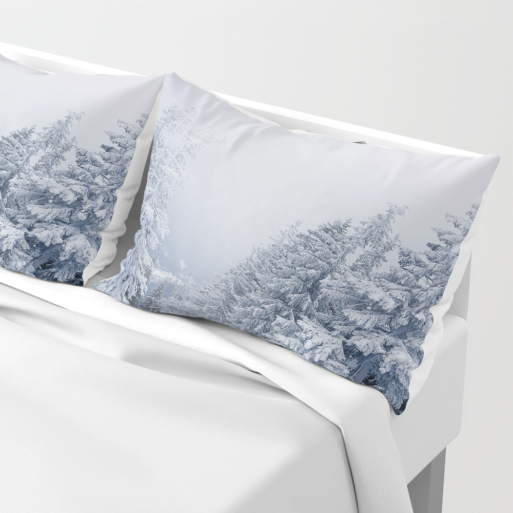 Snow Covered Trees Pillow Shams by psychoshadow