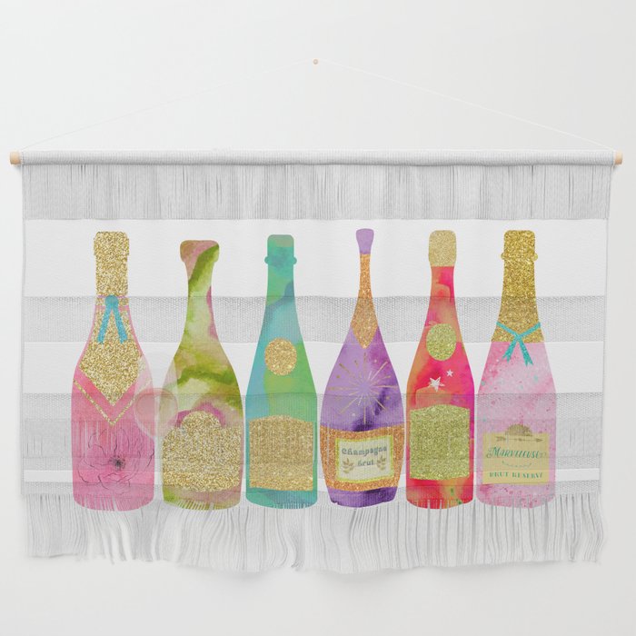 Champagne Bottle Parade Wall Hanging