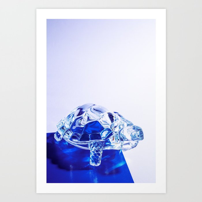 Crystal Turtle on Blue Art Print
