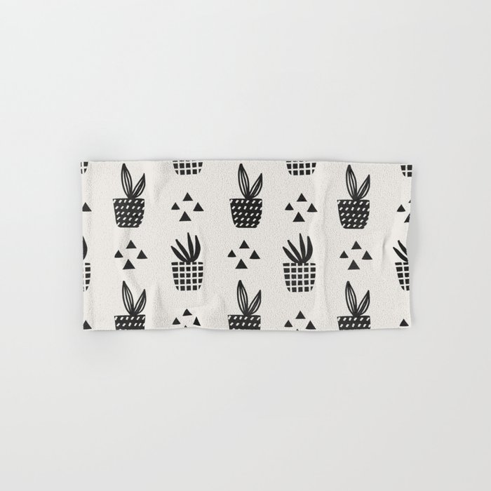 Trendy Stamped Potted Plants Hand & Bath Towel