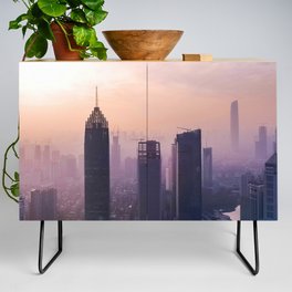 China Photography - Sunrise Over Tall Skyscrapers Down Town Credenza
