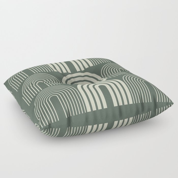 Geometric Shape Patterns 6 in Sage Green (Rainbow) Floor Pillow
