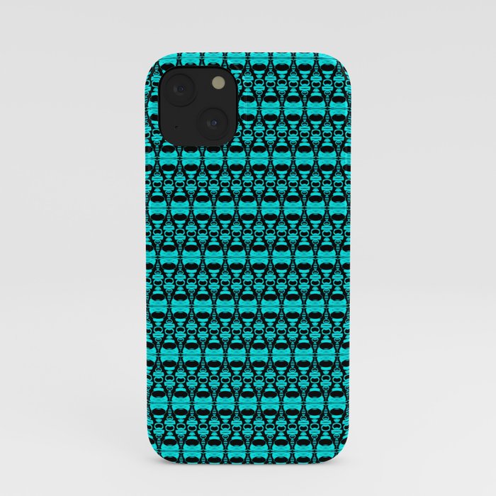 Abstract Pattern Dividers 02 in Turquoise Black iPhone Case
