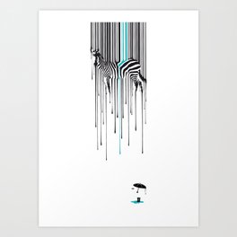 Raining zebra Art Print