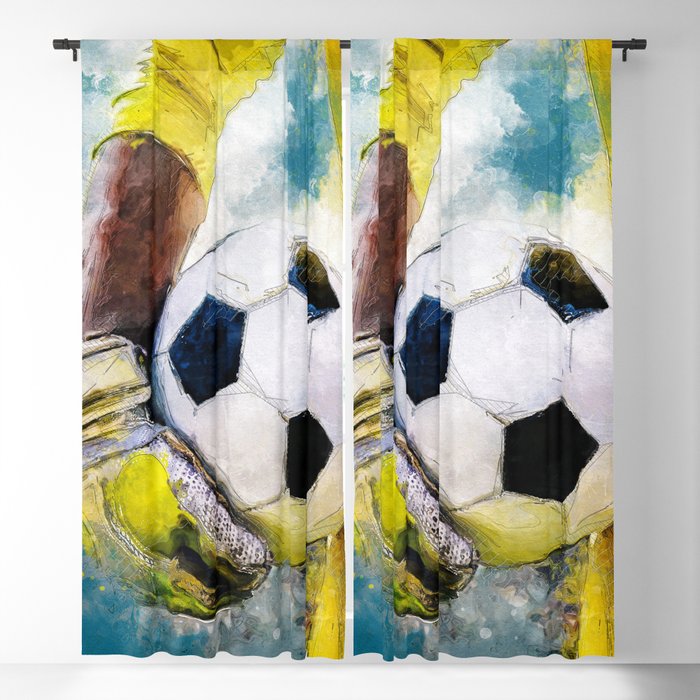 Football watercolor sport art #football #soccer Blackout Curtain