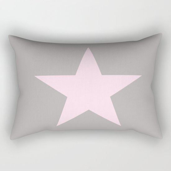 Pink star on grey background Rectangular Pillow