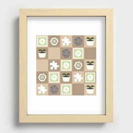 Checkered flowers 3 Recessed Framed Print