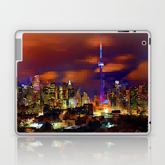 Spectacular Toronto Skyline at Night Laptop & iPad Skin
