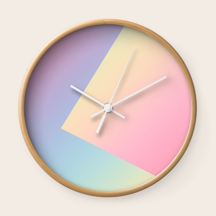 Geometric Abstract Pastel Rainbow Colors Wall Clock