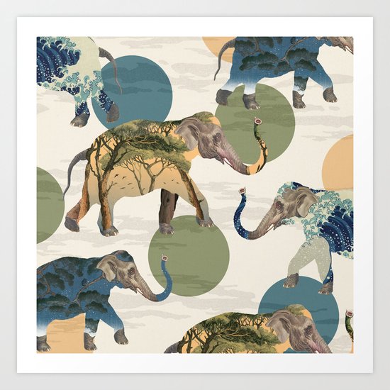 Elephant Polka Art Print