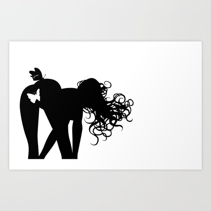 Sexy Girl Silhouette Pussy Butterfly  Art Print