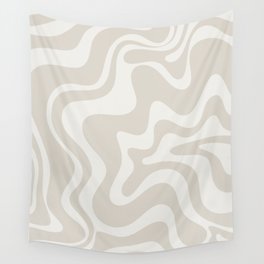 Liquid Swirl Contemporary Abstract Pattern in Mushroom Cream Wall Tapestry