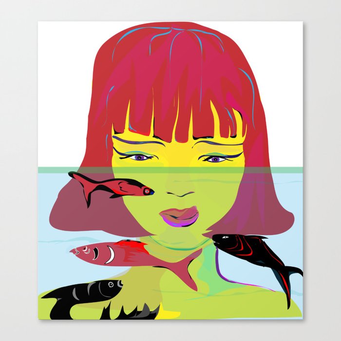 "Redhead Worry" Paulette Lust's Original, Contemporary, Whimsical, Colorful Art Canvas Print