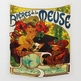 Vintage Art Nouveau Beer Ad Wall Tapestry
