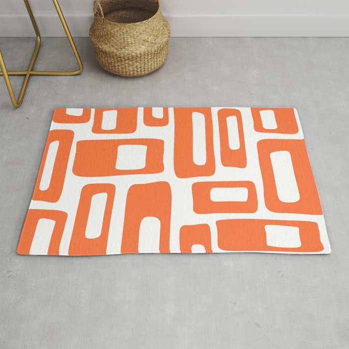Retro Mid Century Modern Abstract Pattern 336 Orange Rug