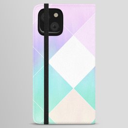 Modern Lilac Lavender Pink  Teal Watercolor Geometrical Brushstrokes Ombre iPhone Wallet Case