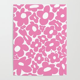 60s 70s Hippy Flowers Pink Poster