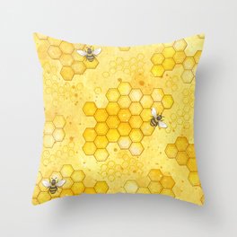 Meant to Bee - Honey Bees Pattern Throw Pillow