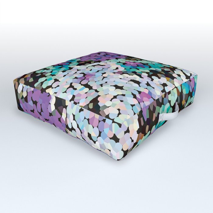 Abstract Modern Floral Crystal Pattern in Light Purple and Aqua Green Outdoor Floor Cushion