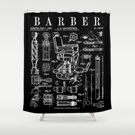Barber Hairdresser Hairstylist Barbershop Vintage Patent Shower Curtain
