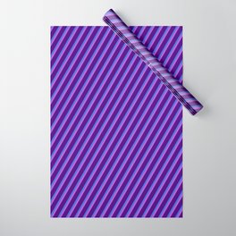 [ Thumbnail: Royal Blue, Orchid, and Indigo Colored Striped/Lined Pattern Wrapping Paper ]