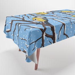 Blue tit birds in winter Tablecloth