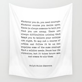 Ralph Waldo Emerson Quote - Courage - Minimal, Black and White, Typewriter Print - Inspiring Wall Tapestry