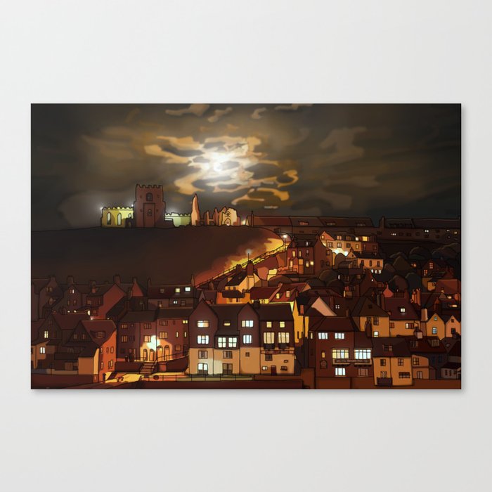Whitby By Moonlight  Canvas Print