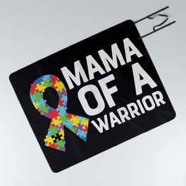 Mama Of A Warrior Autism Awareness Picnic Blanket