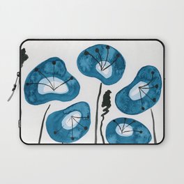 Blue Poppies Watercolor Flowers Laptop Sleeve