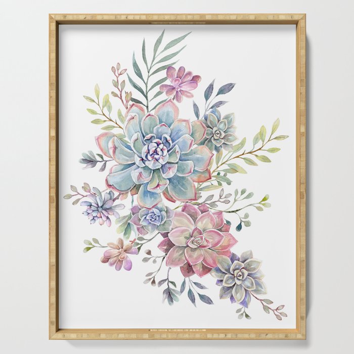 succulent watercolor 6 Serving Tray