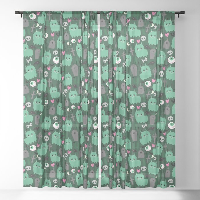 Creepy Zombie Llama Sheer Curtain