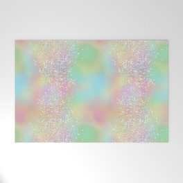 Pretty Rainbow Holographic Glitter Welcome Mat