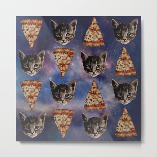 Kitten Pizza Galaxy Metal Print