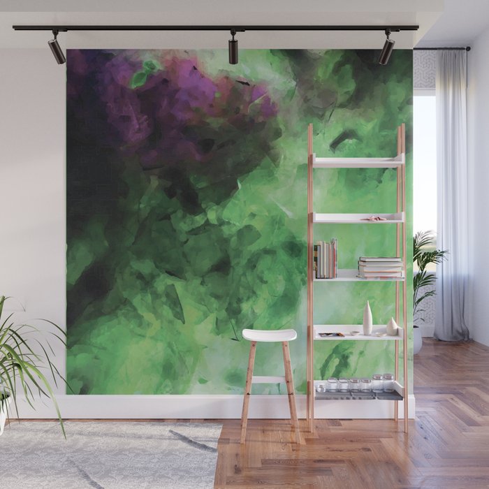 Green and Purple Smoke Abstract Wall Mural