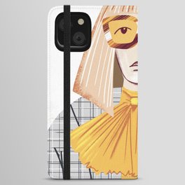 Fashion illustration - portrait of young woman with big sunglasses  iPhone Wallet Case