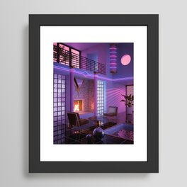 Key Largo Framed Art Print | Neon, 90S, Synthwave, Painting, 80S, Interior, Synthpop, Aesthetic, 3D, Retro 
