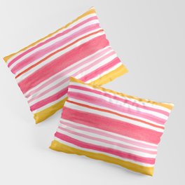 Pink and Yellow Sunny Day Stripes Pillow Sham