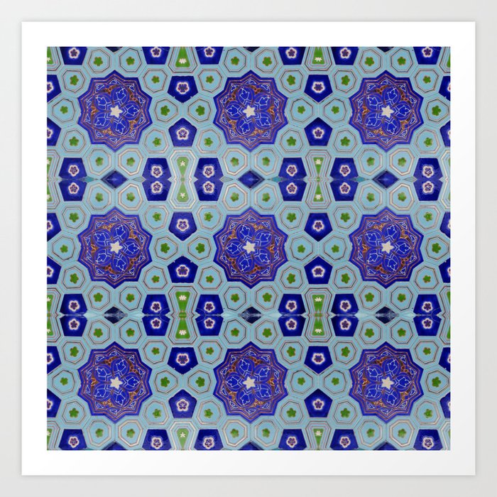 Samarkand Kaleidoscope in Blue Art Print