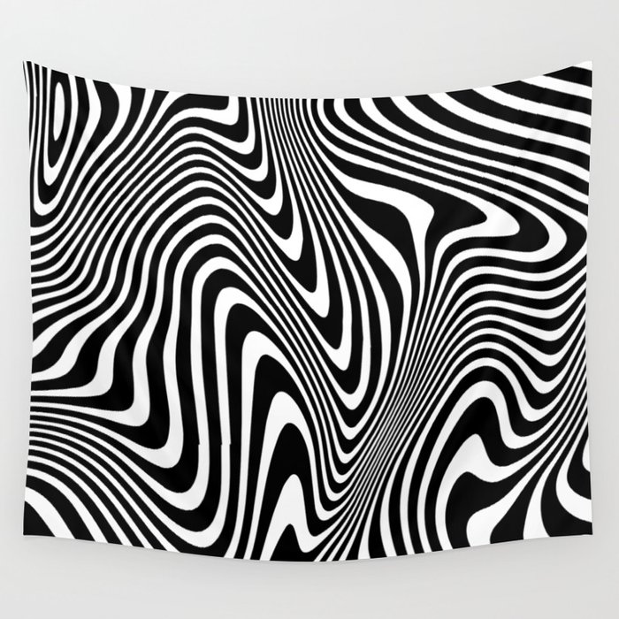 Trippy black and white tapestry sales