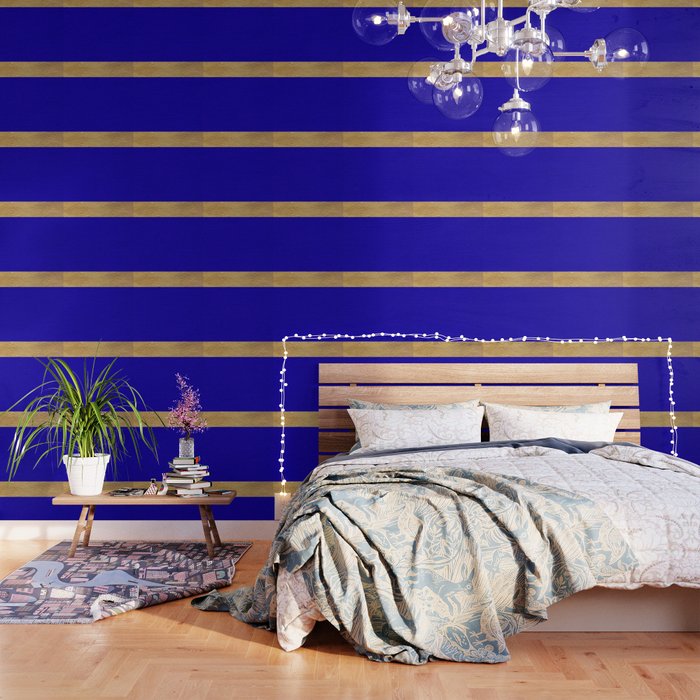 Color Blocked Gold & Cerulean Wallpaper