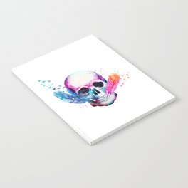 Colorful vibrant skull with feathers Notebook